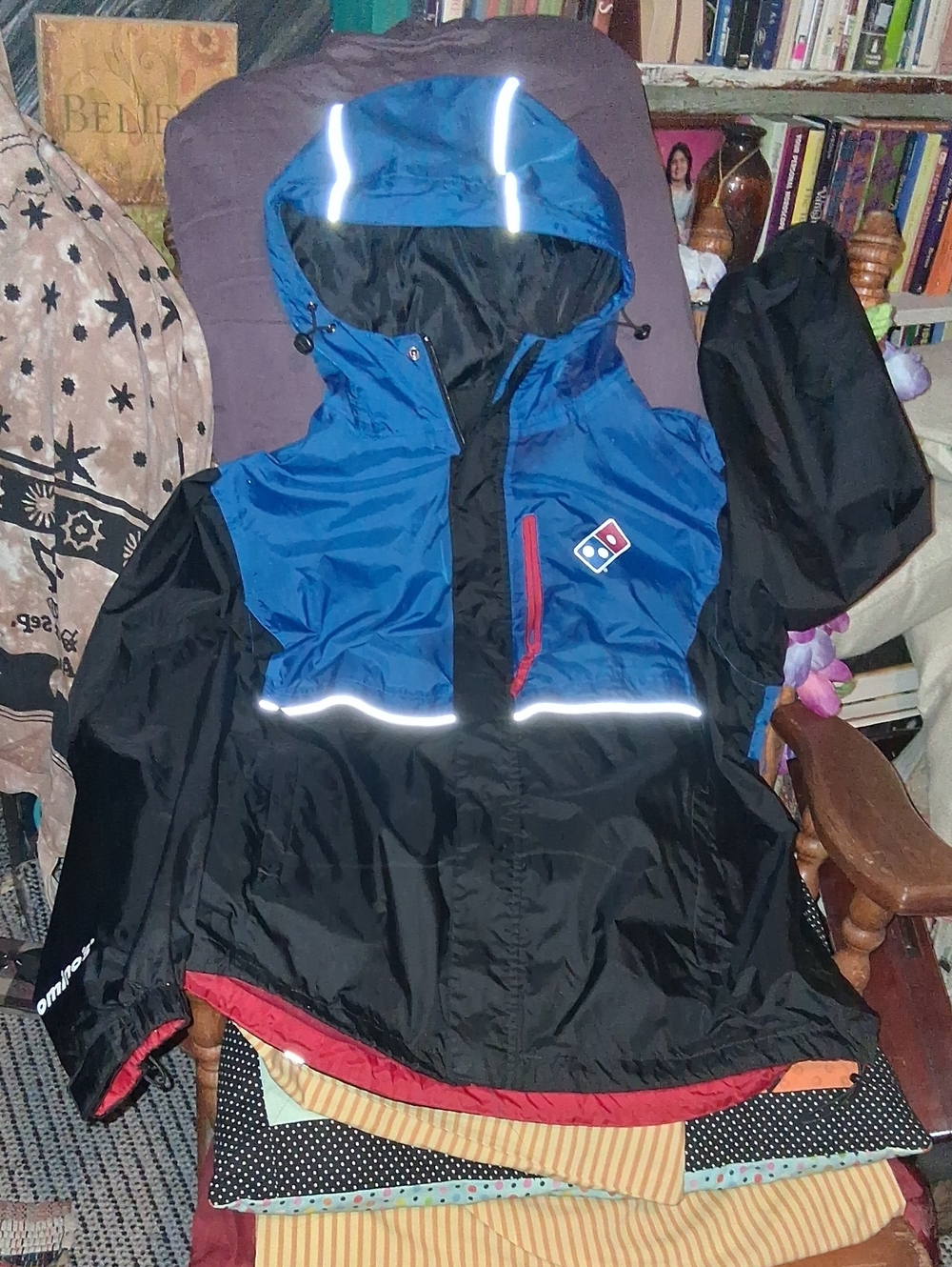 Men's Reflective Hooded Raincoat - Blue & Black